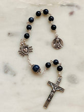 Load image into Gallery viewer, Pocket Servite Rosary - Sapphire Gemstones - Sterling and Sterling Silver - Seven Sorrows Chaplet - Our Lady of Sorrows CeCeAgnes