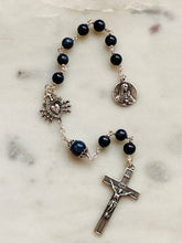 Load image into Gallery viewer, Sapphire Gemstone Pocket Rosary - Sterling Silver Seven Sorrows Chaplet