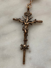 Load image into Gallery viewer, Memento Mori Rosary - Saint Catherine - Holy Face of Jesus - Garnet and Ox Bone Skull - Bronze - Wire-wrapped Tenner - CeCeAgnes