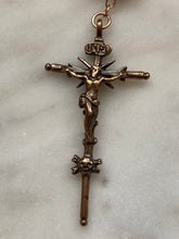 Load image into Gallery viewer, Memento Mori Rosary: Garnet, Ox Bone Skull, Bronze, Saint Catherine, Holy Face