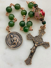 Load image into Gallery viewer, Saint Agnes Saint Maria Goretti Roses and Jade Single Decade Rosary - Bronze
