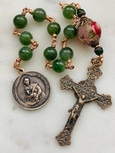 Load image into Gallery viewer, Saint Agnes Saint Maria Goretti Roses and Jade Single Decade Rosary - Bronze