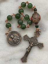 Load image into Gallery viewer, Saint Agnes Saint Maria Goretti Roses and Jade Single Decade Rosary - Bronze