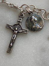 Load image into Gallery viewer, Beautiful All Sterling Freshwater Potato Pearl Wire-wrapped Rosary Bracelet Sterling medals CeCeAgnes