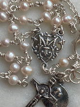 Load image into Gallery viewer, Beautiful All Sterling Freshwater Potato Pearl Wire-wrapped Rosary Bracelet Sterling medals CeCeAgnes