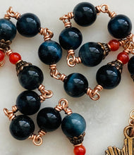 Load image into Gallery viewer, Large Sacred Heart Novena Chaplet - Blue Tiger Eye and Bronze