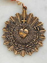 Load image into Gallery viewer, Large Sacred Heart Novena Chaplet - Blue Tiger Eye and Bronze