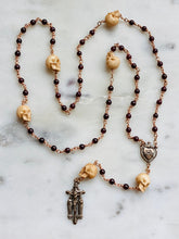 Load image into Gallery viewer, Tiny Sacred Heart Rosary - Garnet Memento Mori - Bronze CeCeAgnes