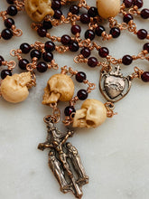 Load image into Gallery viewer, Tiny Sacred Heart Rosary - Garnet Memento Mori - Bronze CeCeAgnes