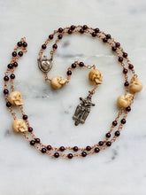 Load image into Gallery viewer, Tiny Sacred Heart Rosary - Garnet Memento Mori - Bronze CeCeAgnes