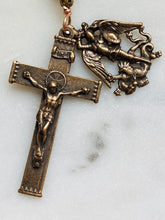 Load image into Gallery viewer, Saint Benedict & Michael Auto Rosary: Onyx Bronze One Decade Rosary
