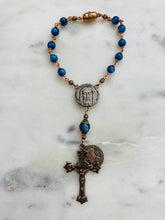 Load image into Gallery viewer, Kyanite Saint Benedict Auto Rosary: Bronze One Decade Car Rosary