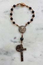 Load image into Gallery viewer, Garnet & Bronze Auto Rosary: Holy Face Saint Benedict, One Decade