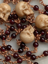 Load image into Gallery viewer, Tiny Sacred Heart Rosary - Garnet Memento Mori - Bronze CeCeAgnes