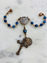 Load image into Gallery viewer, Kyanite Saint Benedict Auto Rosary: Bronze One Decade Car Rosary