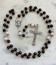 Load image into Gallery viewer, Garnet & Freshwater Pearl Rosary - Sterling Silver CeCeAgnes