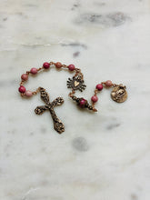 Load image into Gallery viewer, Pocket Servite Rosary - Rhodonite and Bronze
