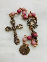Load image into Gallery viewer, Pocket Servite Rosary - Rhodonite and Bronze