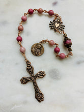 Load image into Gallery viewer, Pocket Servite Rosary - Rhodonite and Bronze