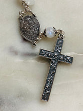 Load image into Gallery viewer, Saint Therese Chaplet - Rosary Chaplet - Moonstone Gemstones - Roses Crucifix - Sterling Silver
