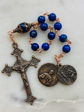 Load image into Gallery viewer, Patron of Cancer, Saint Peregrine Rosary: Lapis Lazuli & Bronze Pocket Chaplet