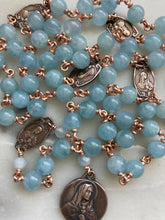 Load image into Gallery viewer, Seven Sorrows Chaplet - Bronze and Aquamarine Rosary - Servite - CeCeAgnes