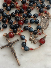Load image into Gallery viewer, Large Bronze Rosary - Our Lady Undoer of Knots - Blue Tiger Eye and Carnelian CeCeAgnes