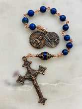 Load image into Gallery viewer, Patron Against Cancer Rosary - Saint Peregrine - Saint Michael of the Saints - Lapis and Bronze - One Decade Pocket Rosary - CeCeAgnes