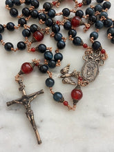 Load image into Gallery viewer, Large Bronze Rosary - Our Lady Undoer of Knots - Blue Tiger Eye and Carnelian CeCeAgnes