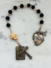 Load image into Gallery viewer, Memento Mori Rosary - Lava Beads and Ox Bone Skull CeCeAgnes