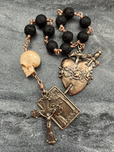 Load image into Gallery viewer, Memento Mori Rosary - Lava Beads and Ox Bone Skull CeCeAgnes
