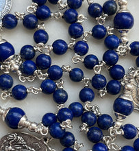 Load image into Gallery viewer, Evangelist Rosary - Sterling Silver Lapis Lazuli - Antique Reproduction Medals - Matthew Mark Luke John
