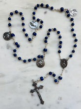 Load image into Gallery viewer, Evangelist Rosary - Sterling Silver Lapis Lazuli - Antique Reproduction Medals - Matthew Mark Luke John