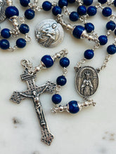 Load image into Gallery viewer, Evangelist Rosary - Sterling Silver Lapis Lazuli - Antique Reproduction Medals - Matthew Mark Luke John