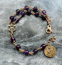 Load image into Gallery viewer, Saint Andrew Christmas Chaplet Bracelet - Solid Bronze and Amethyst