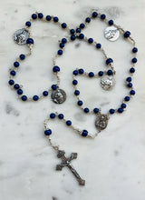 Load image into Gallery viewer, Evangelist Rosary - Sterling Silver Lapis Lazuli - Antique Reproduction Medals - Matthew Mark Luke John