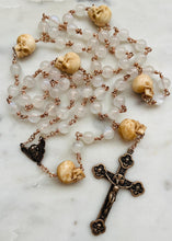 Load image into Gallery viewer, Memento Mori Rosary - Angels - Moonstone and Ox Bone Skulls - Bronze - Wire-wrapped