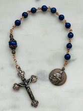 Load image into Gallery viewer, Saint John Evangelist - Lapis and Bronze - One Decade Rosary - Pocket Rosary - CeCeAgnes