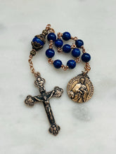 Load image into Gallery viewer, Saint Mark Evangelist - Lapis and Bronze - One Decade Rosary - Pocket Rosary - CeCeAgnes