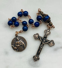 Load image into Gallery viewer, Saint Matthew Evangelist - Lapis and Bronze - One Decade Rosary - Pocket Rosary - CeCeAgnes