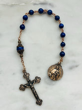 Load image into Gallery viewer, Saint Mark Evangelist - Lapis and Bronze - One Decade Rosary - Pocket Rosary - CeCeAgnes