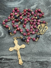 Load image into Gallery viewer, Elegant 14K Gold Rosary - Ruby and Sapphire - Catholic Gift