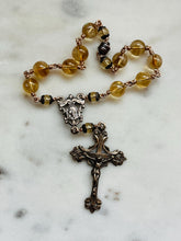 Load image into Gallery viewer, Citrine Auto Rosary: Bronze One Decade Car Rosary