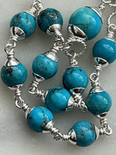 Load image into Gallery viewer, Turquoise and Sterling Silver Rosary Bracelet - Virgin Mary - Mater Dolorosa and Celtic Cross