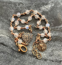 Load image into Gallery viewer, Handmade Sterling Silver Moonstone Rosary Bracelet with Medals