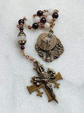 Load image into Gallery viewer, Saint James Pocket Rosary Moonstone, Garnet & Bronze - Our Lady of the Pillar