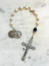 Load image into Gallery viewer, Freshwater Pearl Single Decade Rosary: Sterling Silver, Kyanite