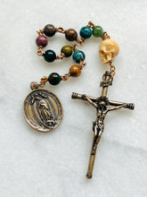 Load image into Gallery viewer, Our Lady of Guadalupe Pocket Rosary - Jasper and Bronze - One Decade Tenner CeCeAgnes