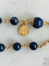 Load image into Gallery viewer, Gold & Sapphire Rosary Bracelet Miraculous Medal Catholic Jewelry