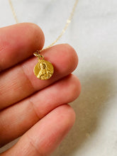 Load image into Gallery viewer, 14k Gold Sacred Heart of Jesus Necklace: Small Solid Gold Catholic Medal